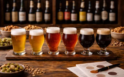 Olika former av ölprovning – hemma, på restaurang eller i bryggeri